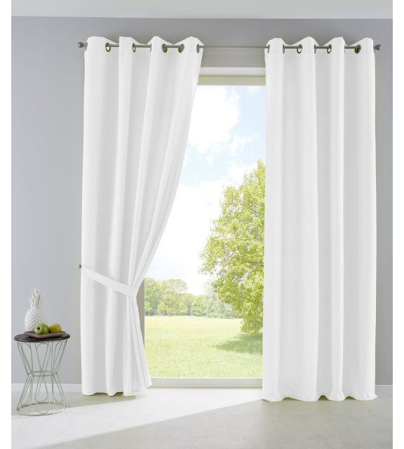 Комплект 2 бр. Завеси »PALERMO« с коланчета, матови, плътни, но пропускащи светлина, с халки, 4 Размера, Цвят Бял  код-10000265-2-032
