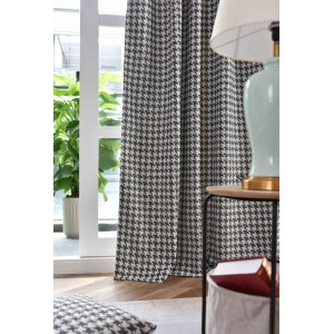 Жакардова завеса PARIS–Луксозна плетка Пепит в черно и крем 245x140см. за Релса и тръбен корниз код-2023320