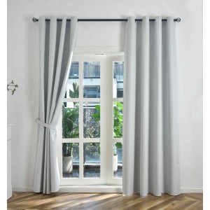Комплект 2бр. 100% Блекаут завеси с Халки »München Dark« с Коланчета, 3 размера, Пълно Затъмняване, десен „Рибена кост“, Цвят Бял код-202410-2-001