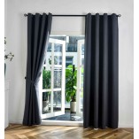Комплект 2бр. 100% Блекаут завеси с Халки »München Dark« с Коланчета, 3 размера, Пълно Затъмняване, Цвят Тъмно Сив код-202410-2-007