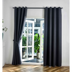 Комплект 2бр. 100% Блекаут завеси с Халки »München Dark« с Коланчета, 3 размера, Пълно Затъмняване, Цвят Тъмно Сив код-202410-2-007