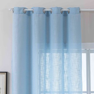 Готово перде 245х140 см. визия Лен „Seoul“ с коланче, Цвят Син, полупрозрачно, осигуряващо уединение код- 2024110-005
