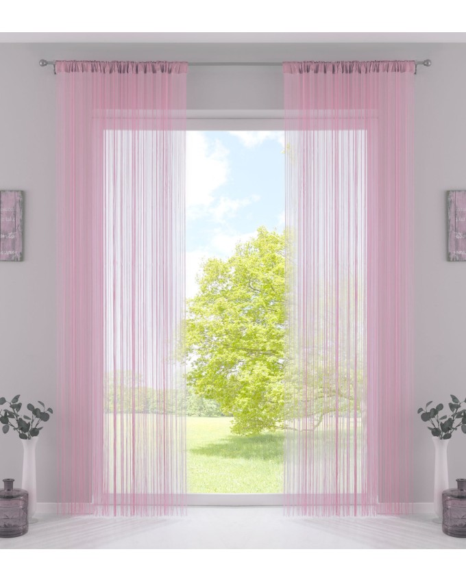 Комплект от 2 броя Готови Пердета на Конци-Ресни с универсален перделик за Релса и Тръбен Корниз 250x140 см, Цвят Светло Розов,20303CN2-044